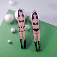 PoleDancers 鋼管舞女郎 少女人型長款耳飾  手繪木製