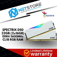ADATA XPG SPECTRIX D50 RGB 32GB (16GBx2) 3600MHz DDR4 GAMING RAM (WHITE) - AX4U360016G18I-DW50