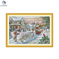 ชุดงานปักครอสติชลายพิมพ์ลายไม่พิมพ์ผ้าลายทิวทัศน์14CT 11CT 16CT สวยงามชุดการปักงานเย็บปักถักร้อย DIY