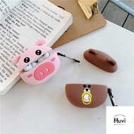 Airpods 3 (Pro silicon Airpod case) Brown bear nipple + pink pig + pink rabbit for Airpod Bluetooth headset charging box