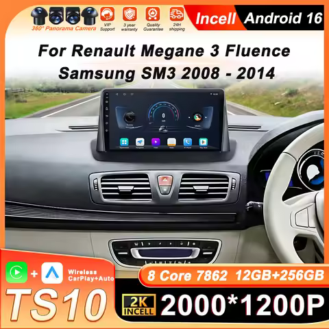 CarPlay Android Auto Car Radio For Renault Megane 3 Fluence Samsung SM3 2008 - 2017 Android 16 8 Cor