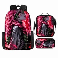 DemonSlayer 17inch Backpack Set/DemonSlayer Elementary School Students Cartoon Print Travel Backpack
