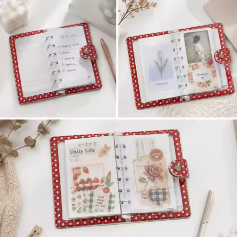 PVC A7 Binder Cover A7 Polka Dot Photocard Holder Album Shell Clear Polka Dot Clear Binder Kpop Phot