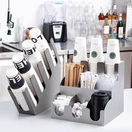Commercial Coffee Straw Paper Cup Holder Storage Rack Stainless Steel Bar Counter Milk Tea Shop Mult