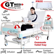 WSS-02 GT MEDIT GERMANY 8 Function Double Crank Turn Medical Hospital Nursing Bed Mattress Infusion Commode Tilam Katil
