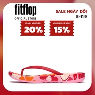 Dép Xỏ Ngón Nữ FitFlop iQUSHION Hoa Kiểu Công thá¡ Học - White/Red - JB2-C31