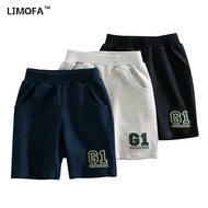 LJMOFA Kids 1-9 Yrs Boys Shorts Pure Cotton Comfortable Number Letter Pattern Casual Breathable Swea
