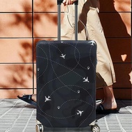 Durable Black Airplane Pattern Luggage Cover, Suitable for 45.72cm-81.28cm Suitcase, Essential Trave