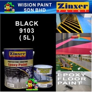 9103 BLACK  ( 5L ) 5 Liter ZINXER EPOXY PAINT Two Pack Epoxy Floor Paint - 4 Liter + 1 Liter