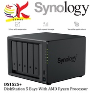 SYNOLOGY DS1525+ NAS DISKSTATION 5 BAYS WITH 2 BUILT-IN 2.5GbE PORTS / DATA BACKUP HOME CLOUD NAS ST