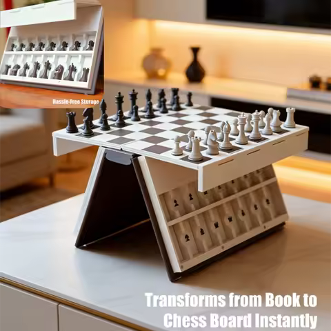 Unique Gift for Chess Lovers 3D Printed Book Design Chess Set with Folding Board, A Discreet & Porta