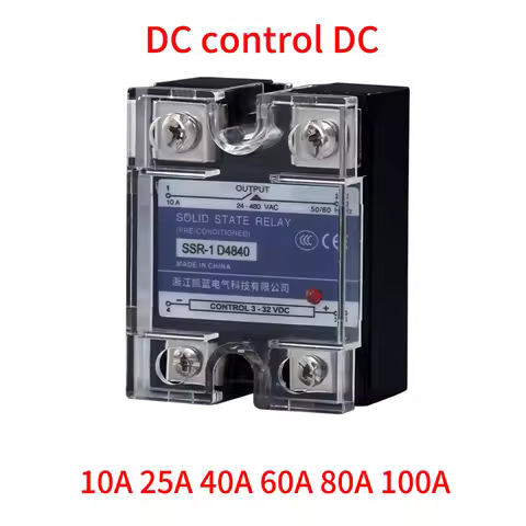 SSR-10DD 25DD 40DD 80A 100A SSR Single Phase DC Control DC 3-32VDC To 220VDC 600V 10A 25A 40A DD Sol