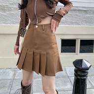 Pleated Skirt Denim Korean Style Simple​Dark Suitable For Dating 60324