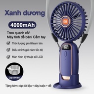 Quạt mini cầm tay gấp gọn xiaomi 5 tốc độ quạt mini để bàn sạc điện đa chức năng có dây đeo