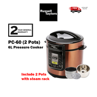 {FREE SHIPPING} Russell Taylors 6L Pressure Cooker PC-60 2 Pots with steam tray PC60 / Tefal Multico