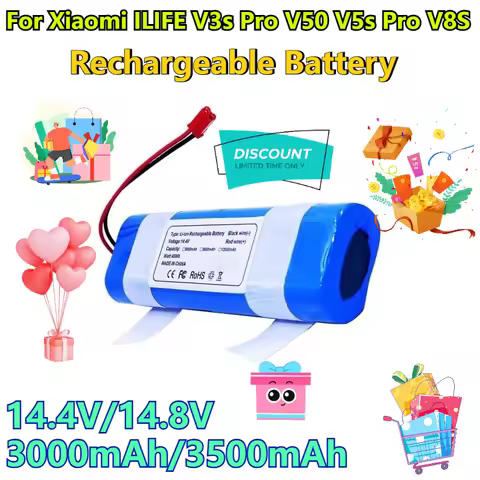 For Xiaomi ILIFE V3s Pro V50 V5s Pro V8S 14.4V/14.8V 3000mAh/3500mAh Rechargeable Battery