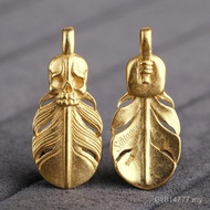 S925 Silver Feather Ancient Method Gold diy Silver Gold-Plated Skull Pendant Jewelry Pendant Pendant