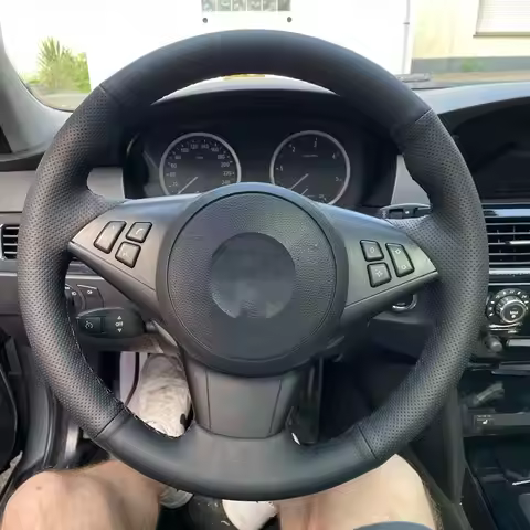 DIY Custom Faux Leather Car Steering Wheel Cover For BMW E60 E61 Touring 530d 545i 550i E63 Coupe E6