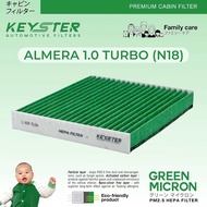 KEY-STER MICRON GREEN [5EK0A] กรองแอร์ NISSAN ALMERA 1.0 TURBO N18 กรองฝุ่น PM2.5  PM0.3 ได้ถึง 99%