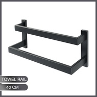 Double Towel Rail Wall Mounted 50CM Towel Rack Bathroom 304 Stainless Steel Black Towel Bar Towel Ha
