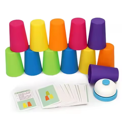 Kids Montessori Toys Stack Cup Battle Table Game with Card Educational Intellectual Enlightenment Co