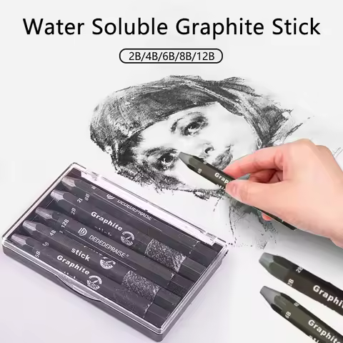 5pcs With Box Artist Sketching Pencil Set Water Soluble Jumbo Graphite Painting Stick Crayon 2B 4B 6