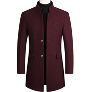 Men's Woolen Coat Mid-Length Trench Coat Cotton and Thickening Men's Coat