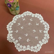 Simple Style Table Heat Insulation Pad Three-Dimensional Flower Retro Lace Round Mat Lamp Korean Cof