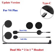 Type-C V6 Plus Accessories Earphone Speaker Dual Microphone For V6 Plus Motorcycle Helmet Bluetooth 