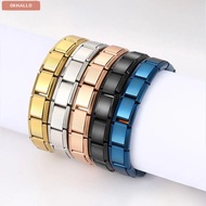 OKHALLO Italy Bracelets, Square Stretchable Italian Modules,  Stainless Steel Italian Charm Bracelet
