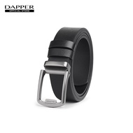 DAPPER เข็มขัดหนัง Saffiano Slim Plaque Buckle Belt สีดำ