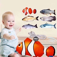 Ready Stock Electric Simulation Robo Nemo Cat Fish Toys Jump Fish Baby Toys USB Rechargeable Pet Toy