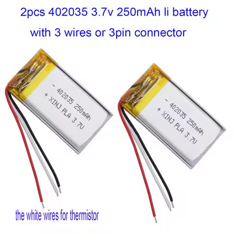 3.7V 250mAh 0.925Wh Li-Polymer Replacement Lipo Rechargeable Battery JST 3Pin NTC Thermistor 3 Wires