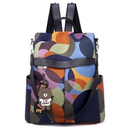 LV Anti-Theft Backpack Outdoor Travel Oxford Cloth Backpack Korean Printed Leather Shoulder Bag