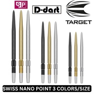 TARGET Dart Point - SWISS NANO POINT BLACK/GOLD/SILVER REPLACEMENT STEEL DART POINT 3Pcs/Pack