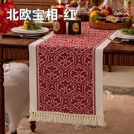 4/6/8/10 Seaters New Red Christmas and New Year Table Runner Nordic Simple Cotton Linen Tea Coffee T