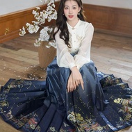 Yunjin Twilight Seaken Star Makeup Flower Horse Face Skirt Made in Ming Dynasty Hanfu Women Can Bloom with Mountain Flowers Yunjin Twilight Sea Sunken Star Makeup Flower Horse Face Ski