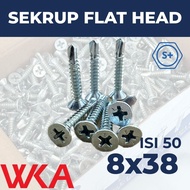 SDS fh Flat Head Screw/ 8x38 (3.8cm) (Contents 50 pieces) - Flat Head GRC Screw/ Flat Head Bolt/ Scr