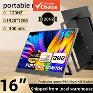 Portable Monitor 16-inch 120Hz 1.5K HD Display with Built-in Stand 75*75mm VESA Holes Supports PC/SW