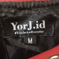 Black and red with white stripe leather jacket zipper downtown emo y2k from yorj.id