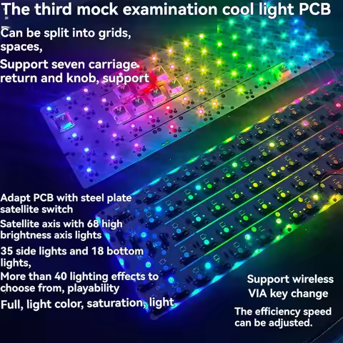 64PCB Tri-mode Left Shift Bluetooth Wireless Customized Hot Swap RGB VIA Ergonomics Gaming Office Ke