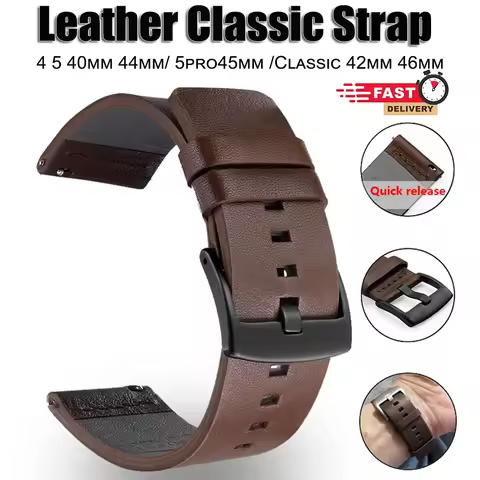 18mm 20mm 22mm 24mm Leather for Samsung Galaxy Watch 3 46mm 42mm 4 5 Pro 6 7 40 44mm Active 2 40 44 