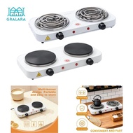 [Gralara] Countertop Double Burner Electric Cooking Stove Durability Professional Practical 2000W fo