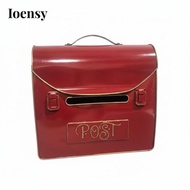 [Ioensy] Vintage Wall Mount Mailbox Weather Resistant Red Metal Post Box Lockable Vintage Wall Mailb