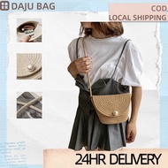 Korean Shoulder Bag Women Sling Bag Snap Closure Messager Bag Woven Bag Vintage Style Woven Knitted 