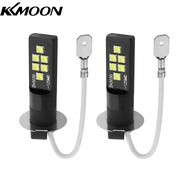 KKmoon ไฟตัดหมอก LED สำหรับรถยนต์หลอดไฟหน้าคู่80W หลอดไฟ LED H3 6000-6500K DRL ไฟขับขี่