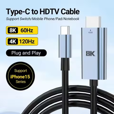 USB C to HDMI-Compatible Cable 8K UHD Type C to HDMI 2.1 Thunderbolt 3 4 to 8K60Hz 4K120Hz for iphon