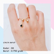 Cincin Emas Serut Vrs Clover Hitam 8k 0.750Gr VC VCA VAN CLEEF