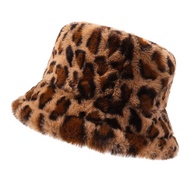Hat Woman Winter Show Face Little Leopard Print Fisherman Hat Woman Versatile Warm Pot Hat Ins Plush