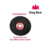 KING BIRD A24.S.B.F. Grinding Wheels 4" 100 x 6 x 16mm (in Pc)